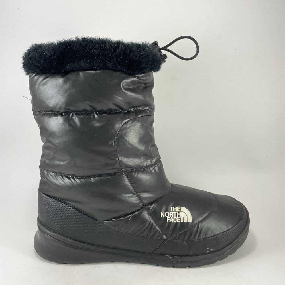 The North Face Nuptse Boots Womens 10 Goose Down Winter Snow Fur Black 616273